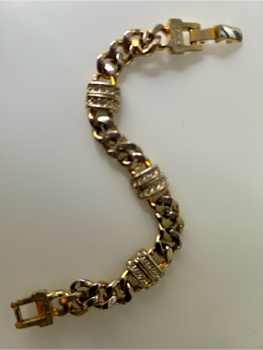 Vintage S.A.L Swarovski Clear Crystal Gold Tone Link Bracelet - Picture 5 of 5